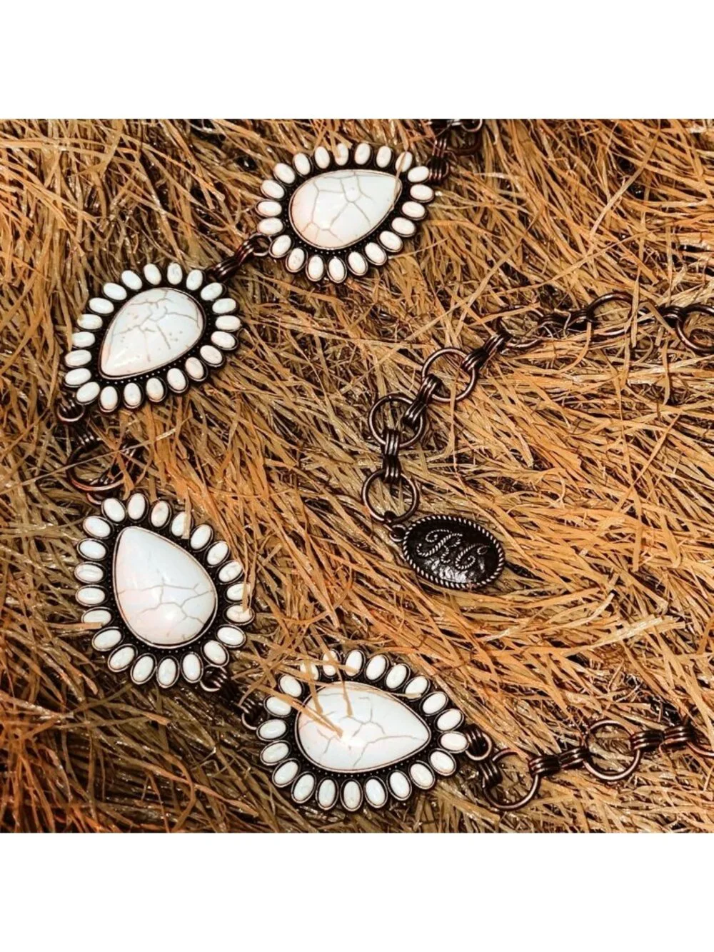 Turquoise Western Concho Chain Belt for Women | Adjustable Boho Cowgirl Body